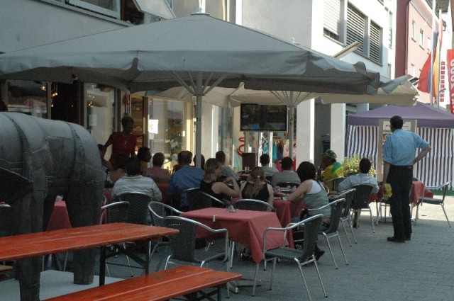 Cafe where they are watching the World Cup