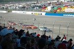 Here they come down the front stretch