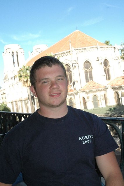 Brad sitting on our porch in Nice