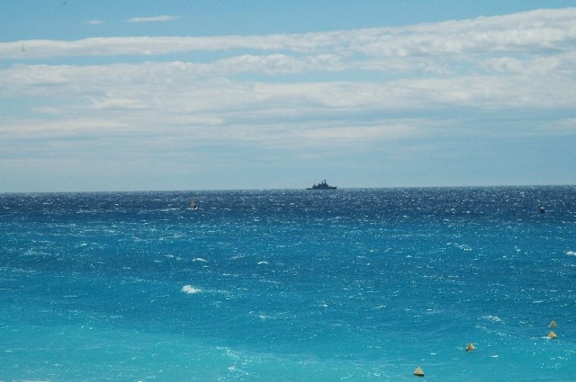 Battleship and wind surfer 