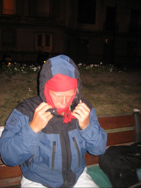 Brandon trying to keep warm